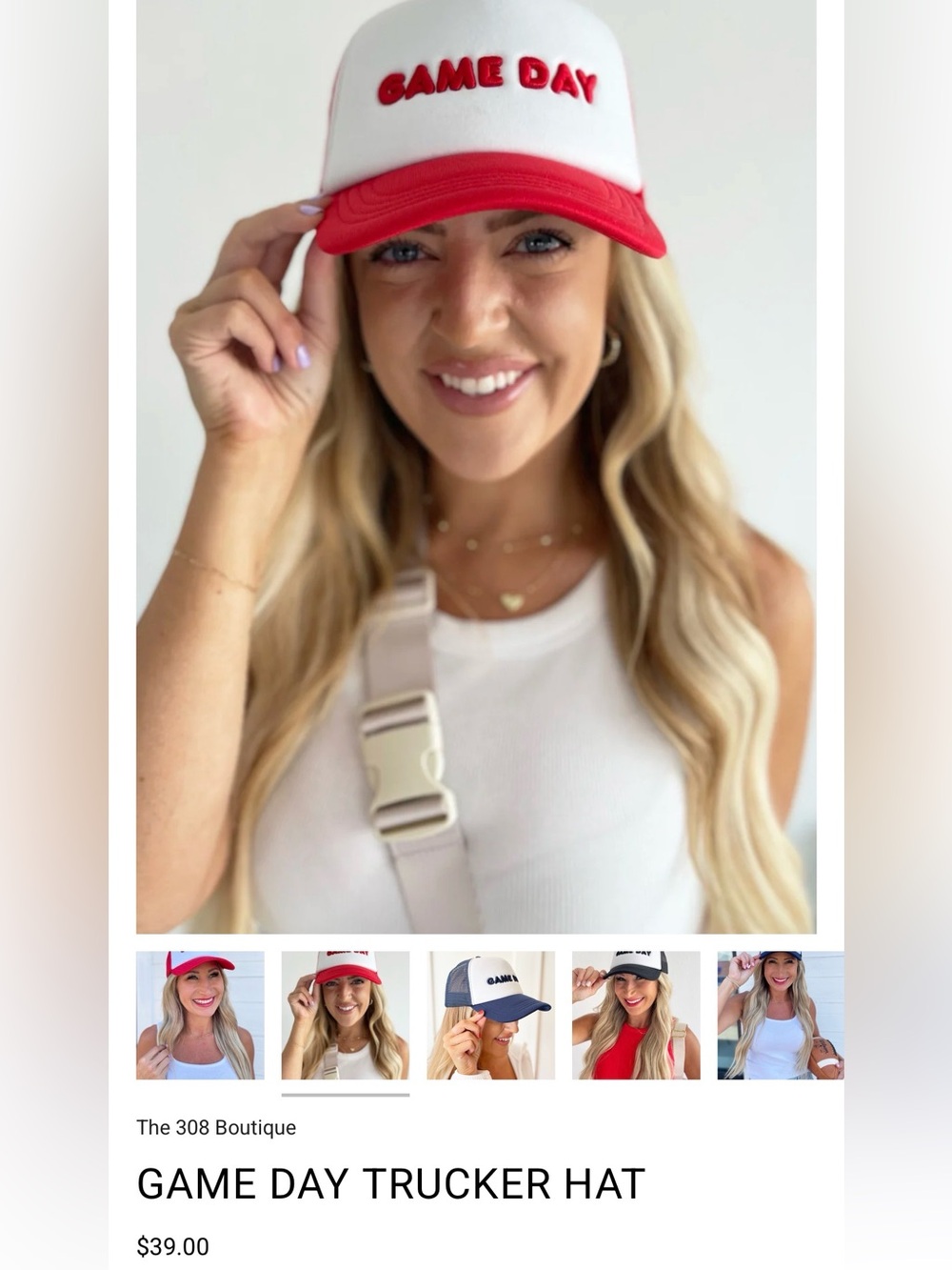 New GAME DAY Trucker Hat - White & Red